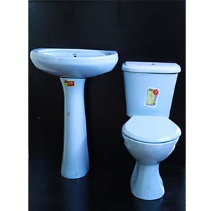 Close Couple Toilet Set Blue